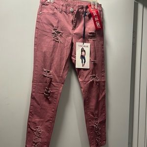 Tag Blue pink ripped jeans